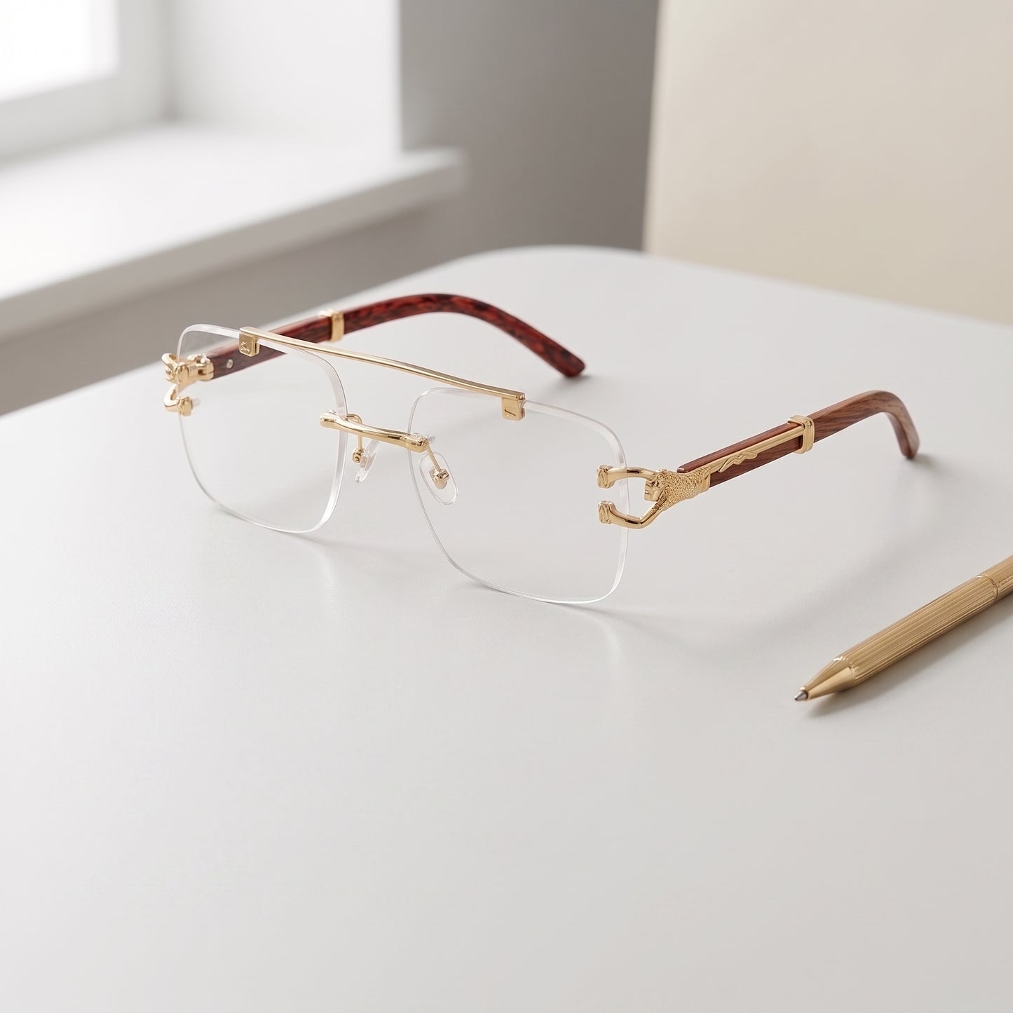 ZELDIOR Rimless Photochromic Aviator Sunglasses – Tortoise Jaguar Edition