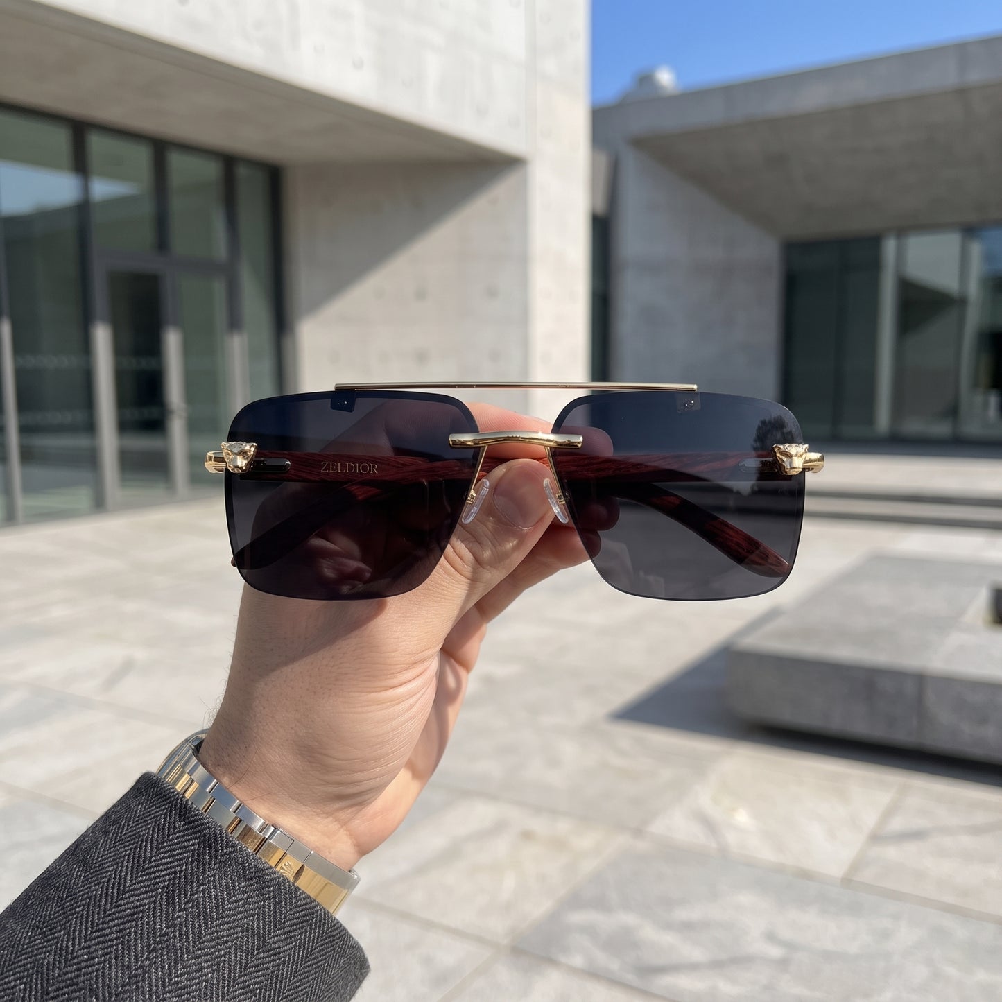 ZELDIOR Rimless Photochromic Aviator Sunglasses – Panther Edition