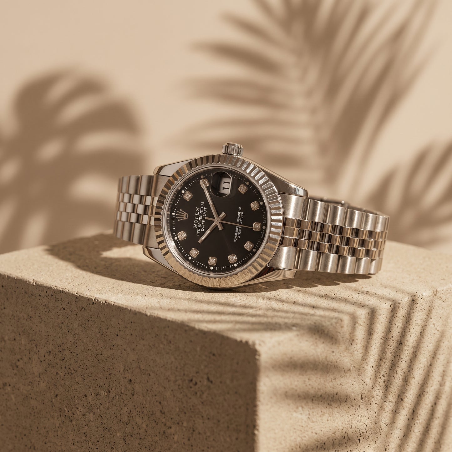 Rolex Women's Datejust Watch – Black Dial, Fluted Bezel & Jubilee Bracelet