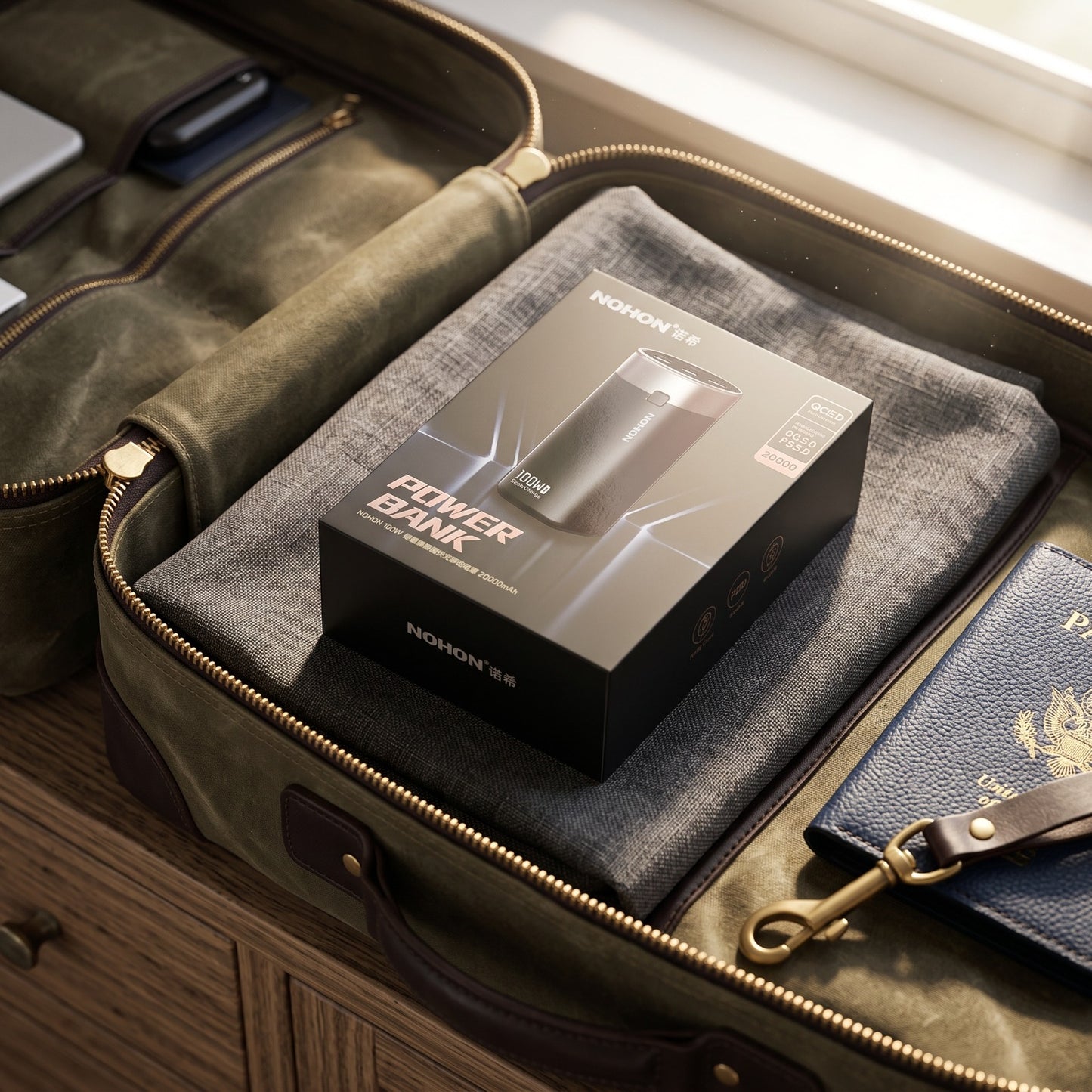 NOHON 100W SuperCharge Power Bank 20000mAh — Fast Charging with Fabric Cover
