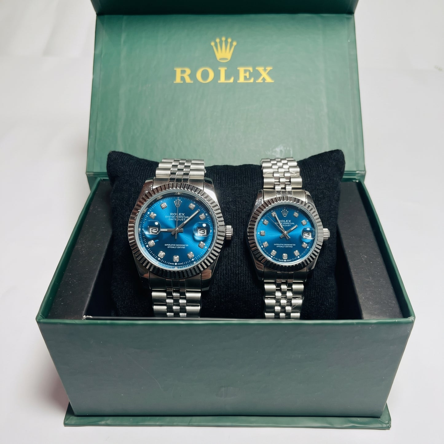 Zeldior Rolex Datejust couple watch blue dial his and hers