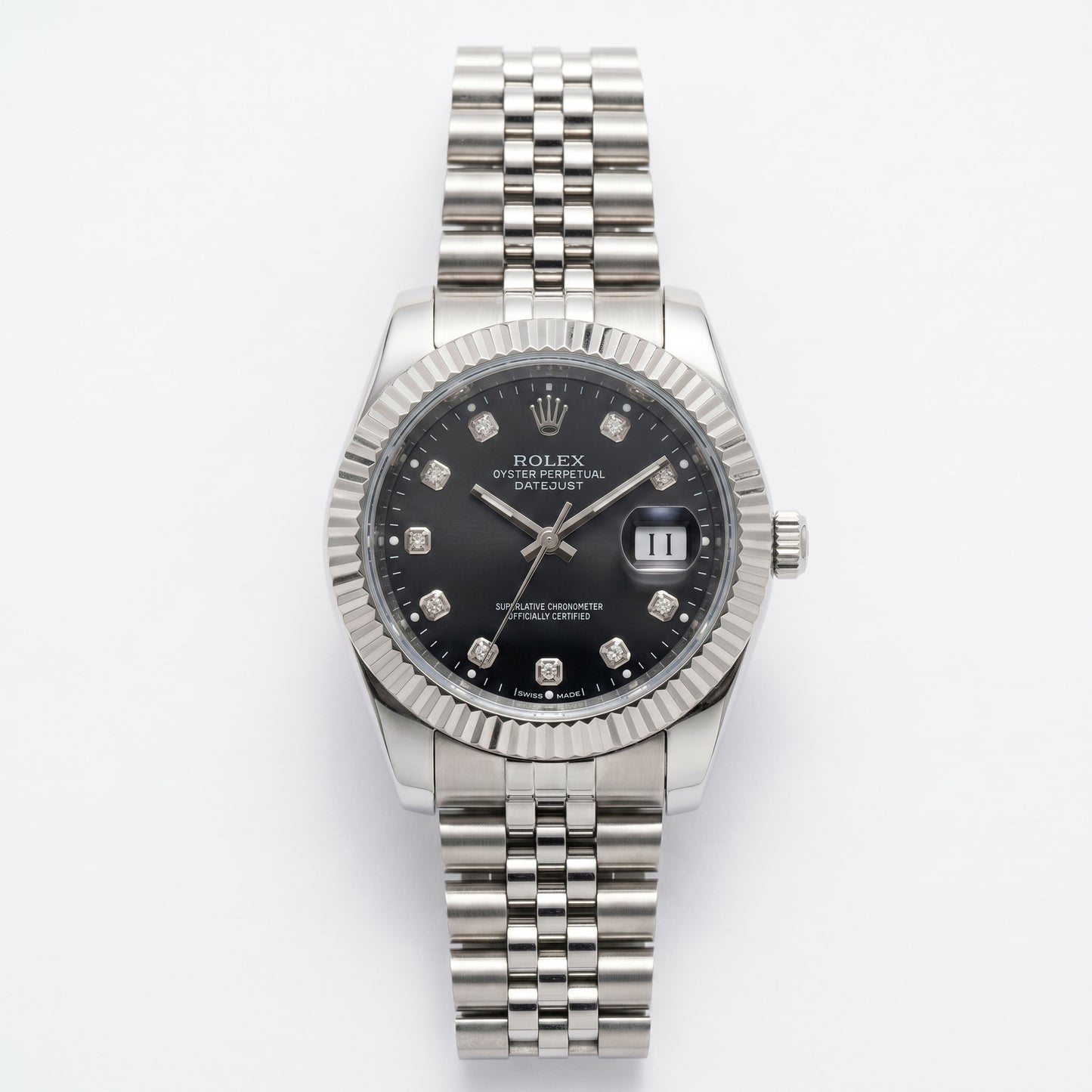 Zeldior Rolex Datejust black dial double-lock clasp detail
