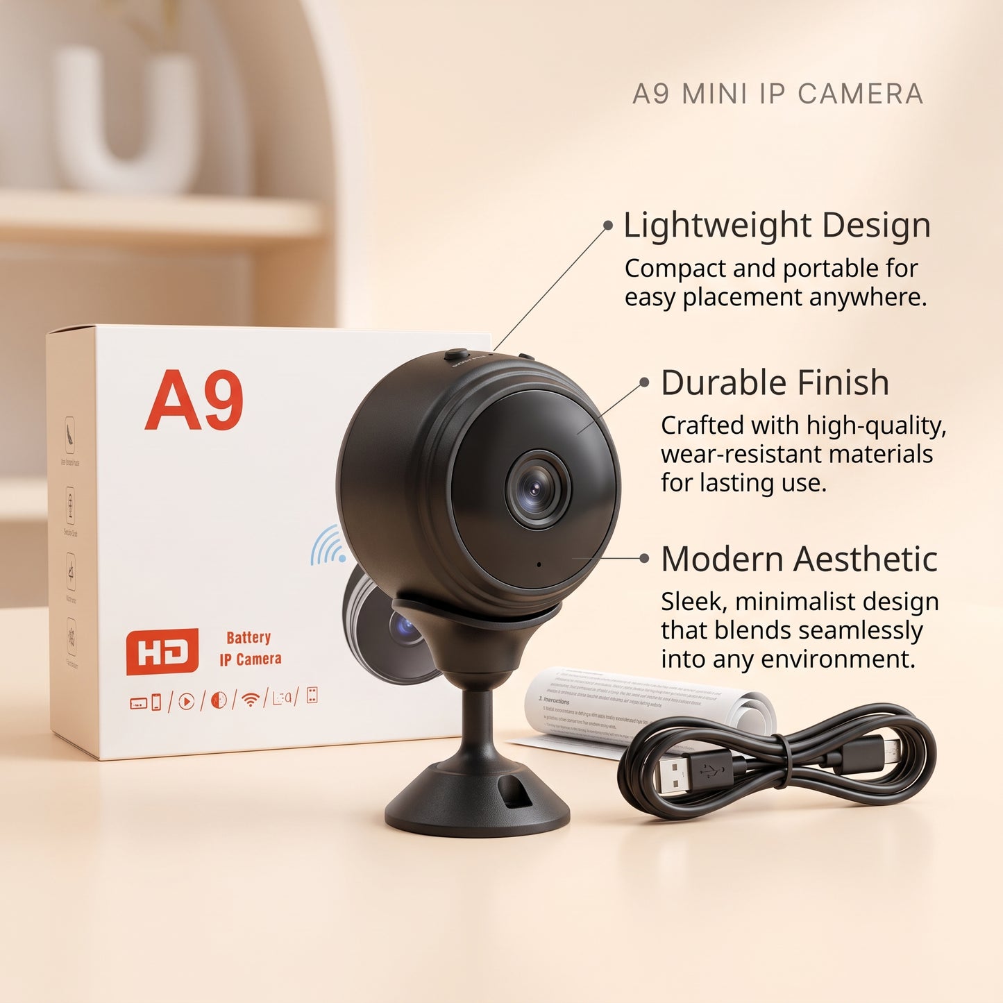 A9 HD Wireless Mini Security Camera with Night Vision & Motion Detection
