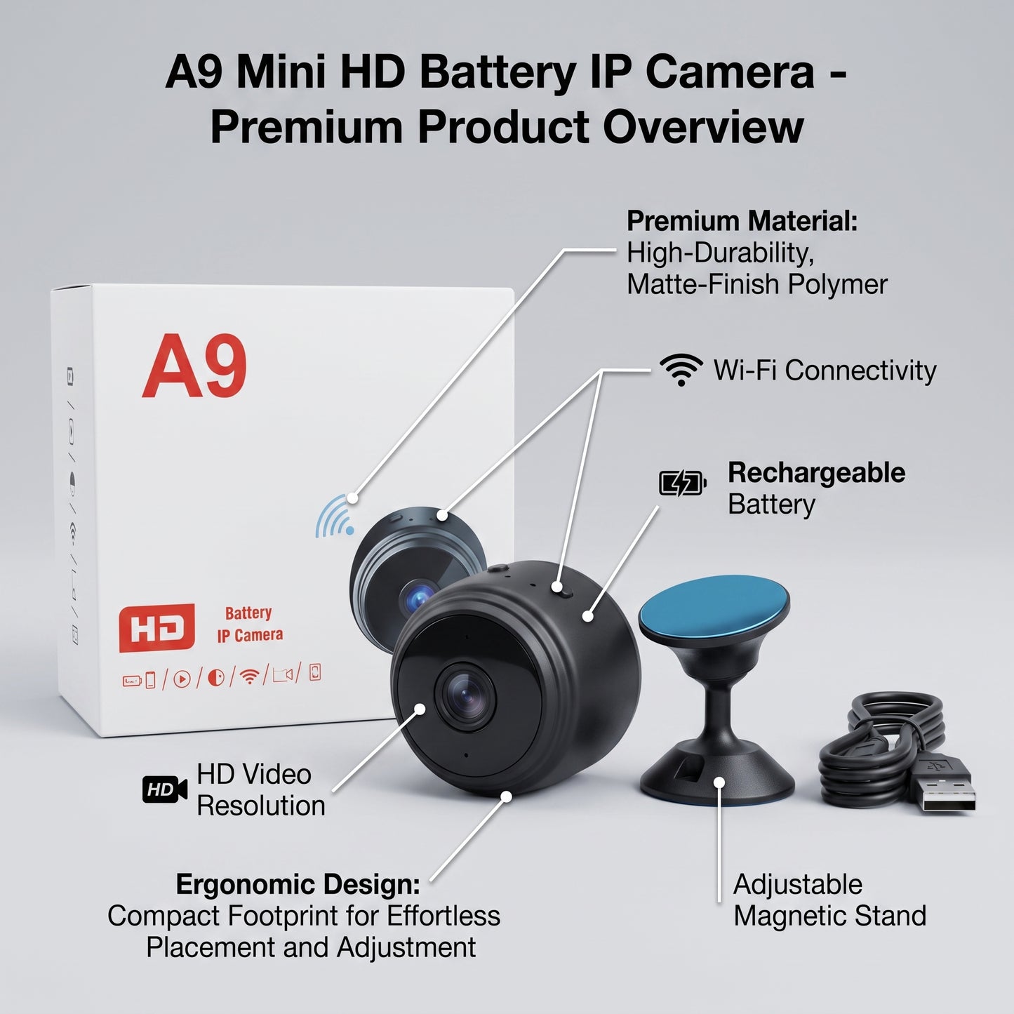 A9 HD Wireless Mini Security Camera with Night Vision & Motion Detection