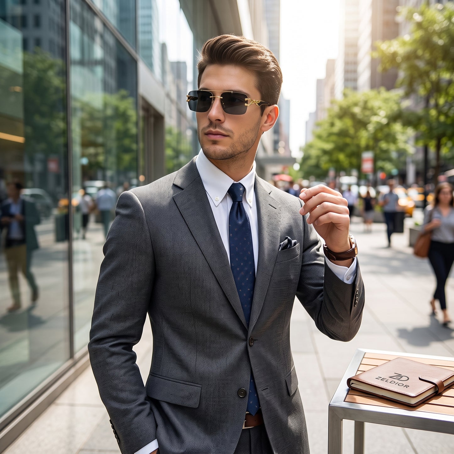 ZELDIOR Rimless Photochromic Aviator Sunglasses – Gold Jaguar Edition