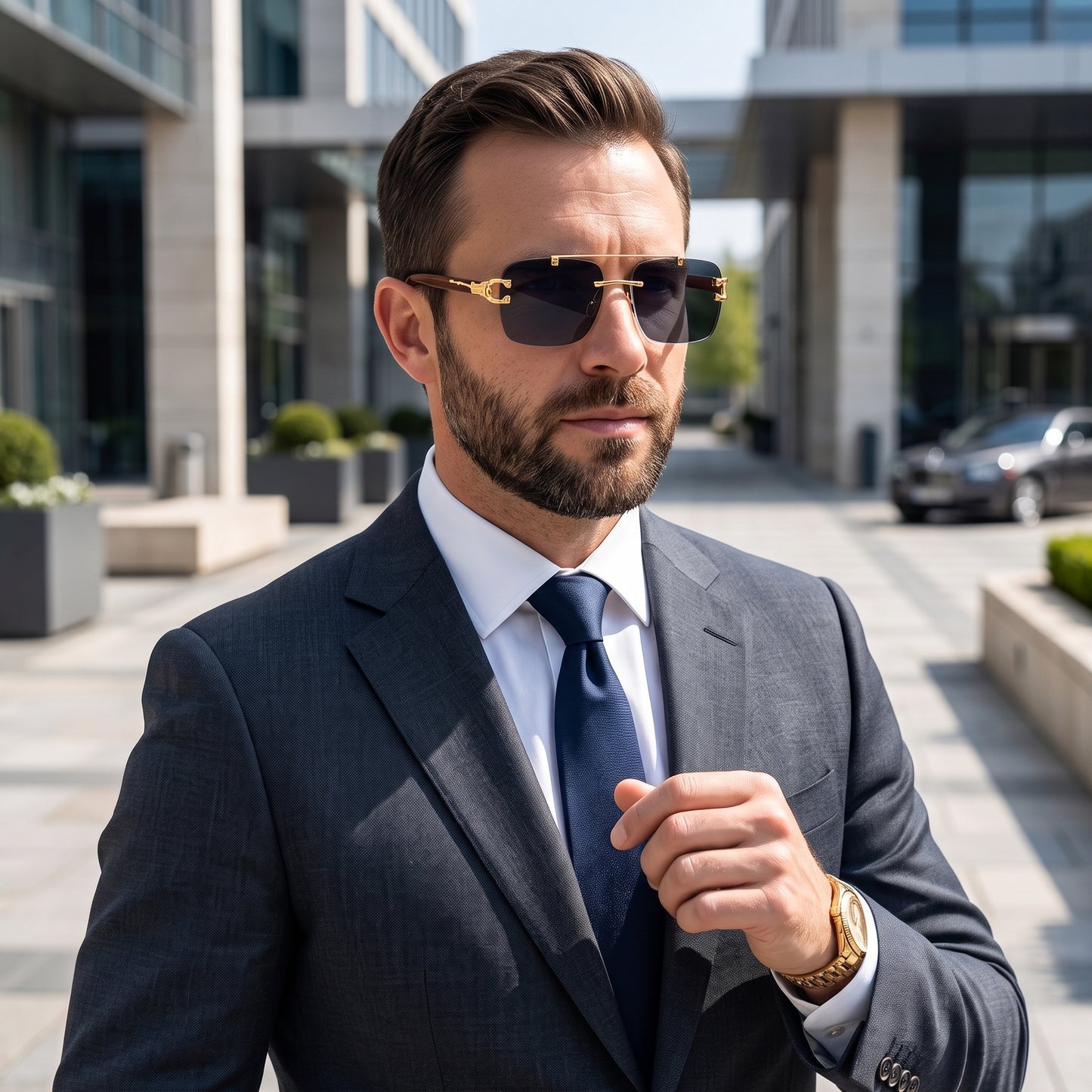 ZELDIOR Rimless Photochromic Aviator Sunglasses – Tortoise Jaguar Edition