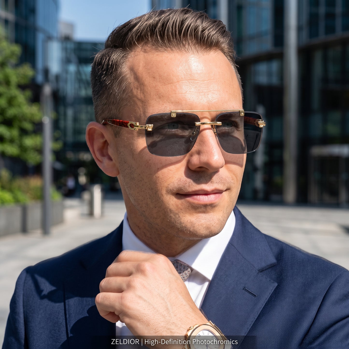 ZELDIOR Rimless Photochromic Aviator Sunglasses – Panther Edition