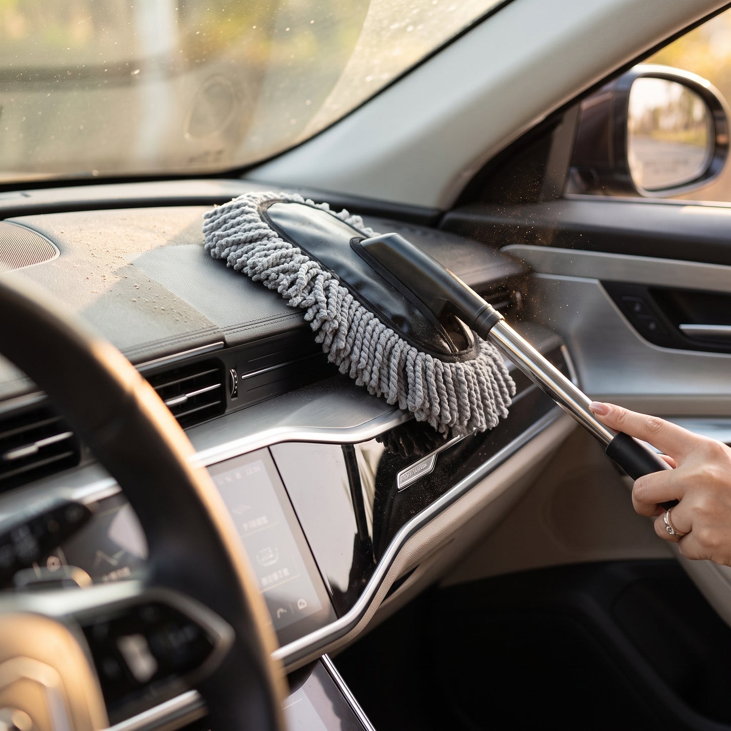 Extendable Microfiber Car Duster with Soft Scratch-Free Cleaning Head