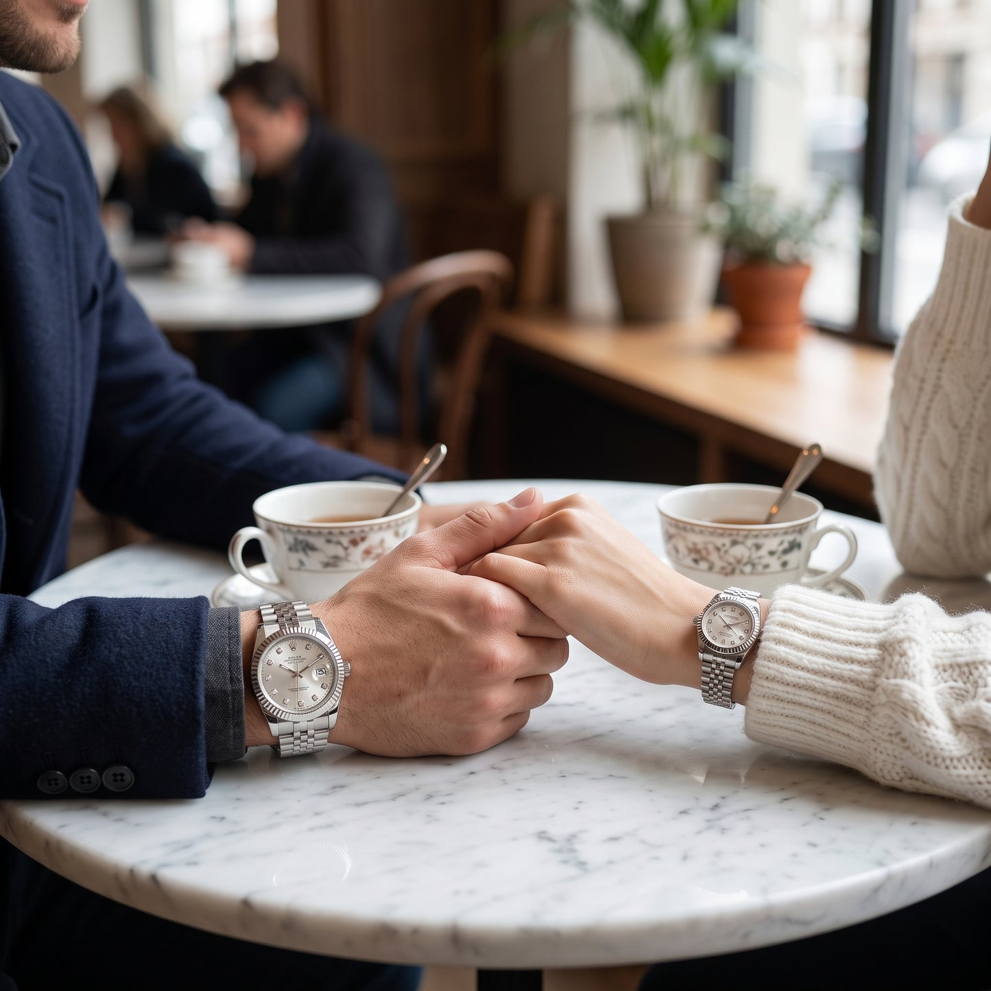 Rolex Datejust Couple Watch Set – Silver Dial, Fluted Bezel & Jubilee Bracelet (His & Hers)
