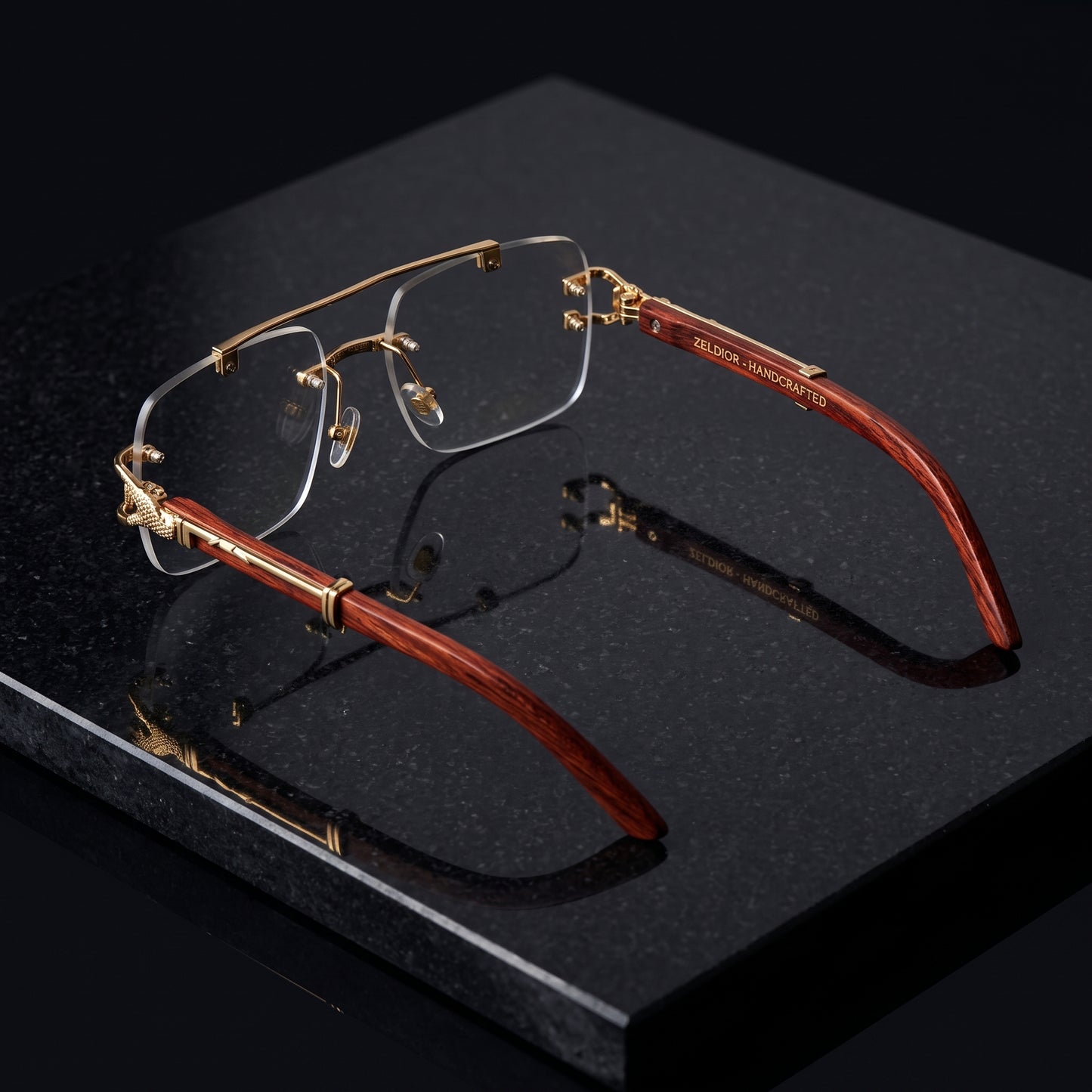 ZELDIOR Rimless Photochromic Aviator Sunglasses – Tortoise Jaguar Edition