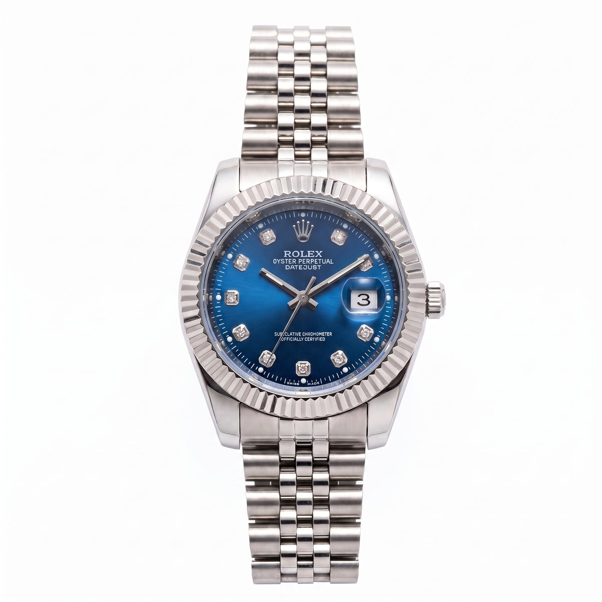 Premium Datejust Women's Blue Dial Steel Watch – Fluted Bezel | Zeldior
