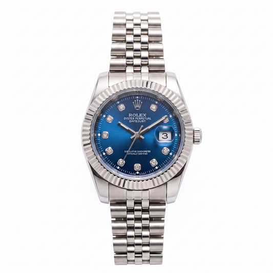 Premium Datejust Women's Blue Dial Steel Watch – Fluted Bezel | Zeldior
