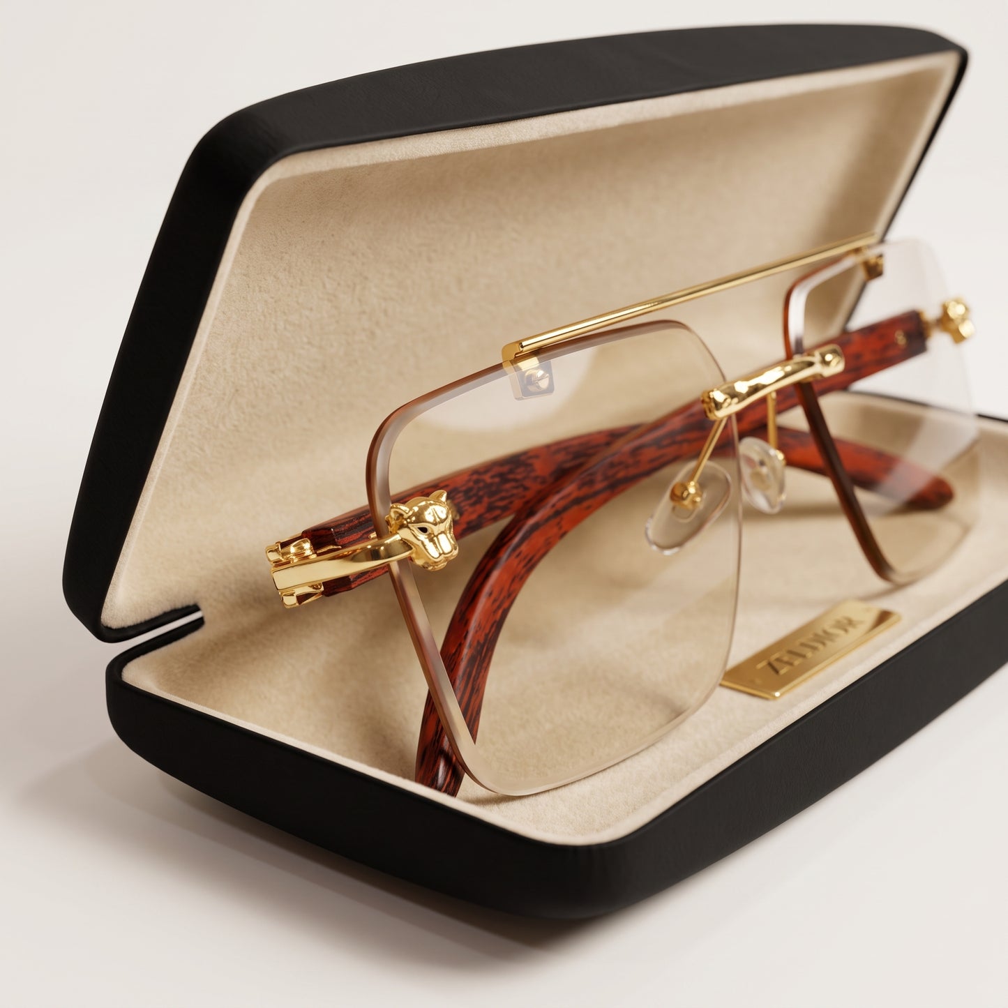 ZELDIOR Rimless Photochromic Aviator Sunglasses – Panther Edition