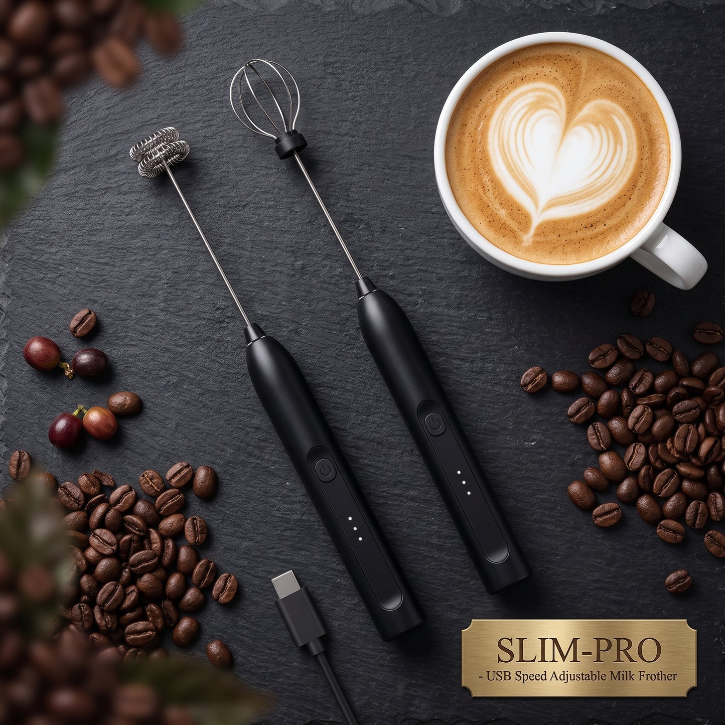 USB Rechargeable Electric Milk Frother Coffee Whisk Mixer
