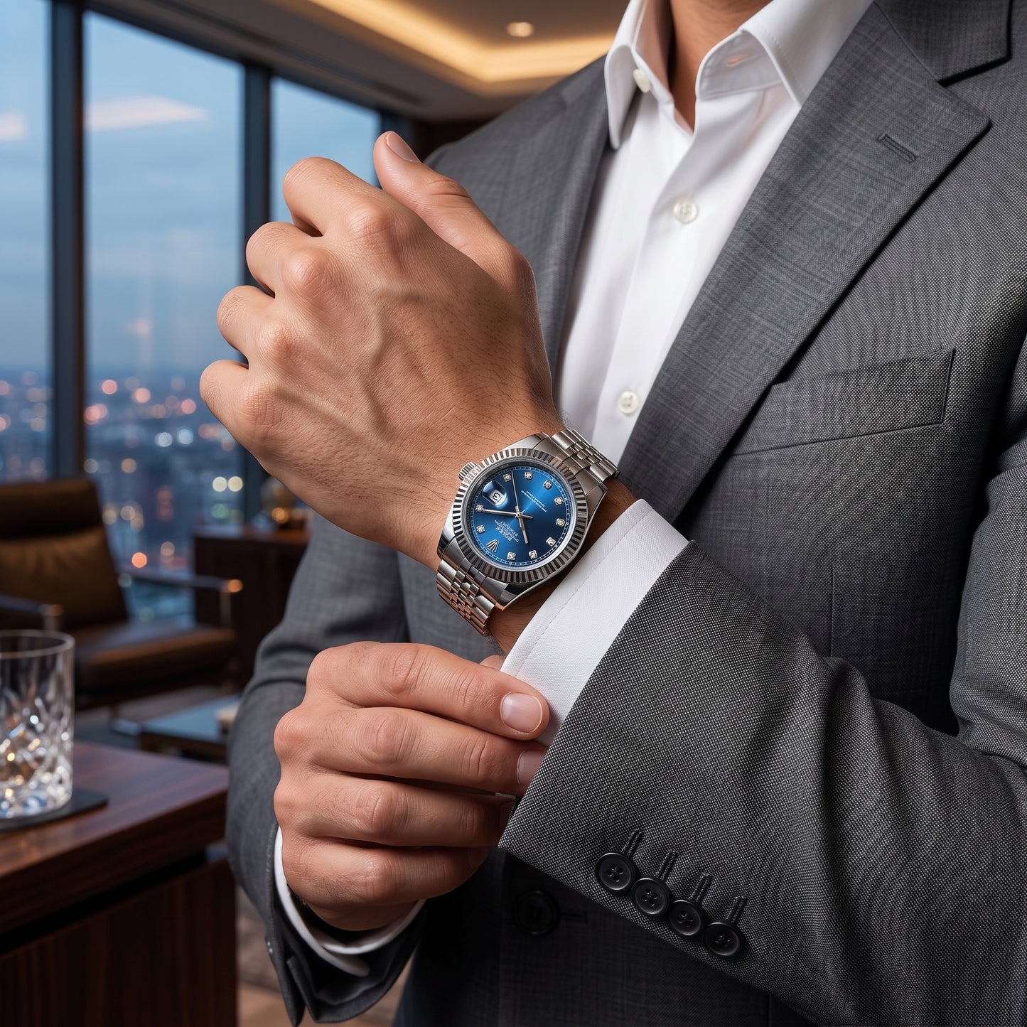 Rolex Men's Datejust Watch – Blue Dial, Fluted Bezel & Jubilee Bracelet