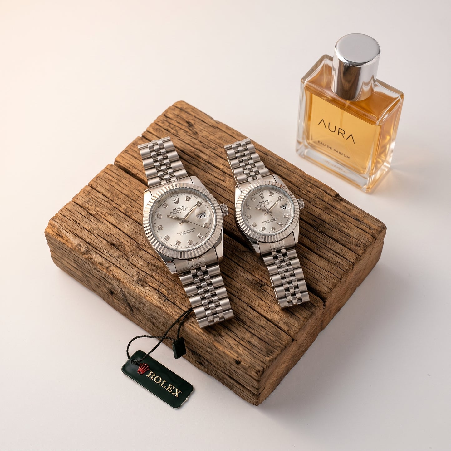 Rolex Datejust Couple Watch Set – Silver Dial, Fluted Bezel & Jubilee Bracelet (His & Hers)