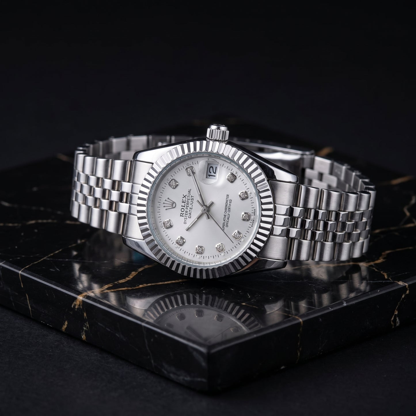 Rolex Women's Datejust Watch – Silver Dial, Fluted Bezel & Jubilee Bracelet