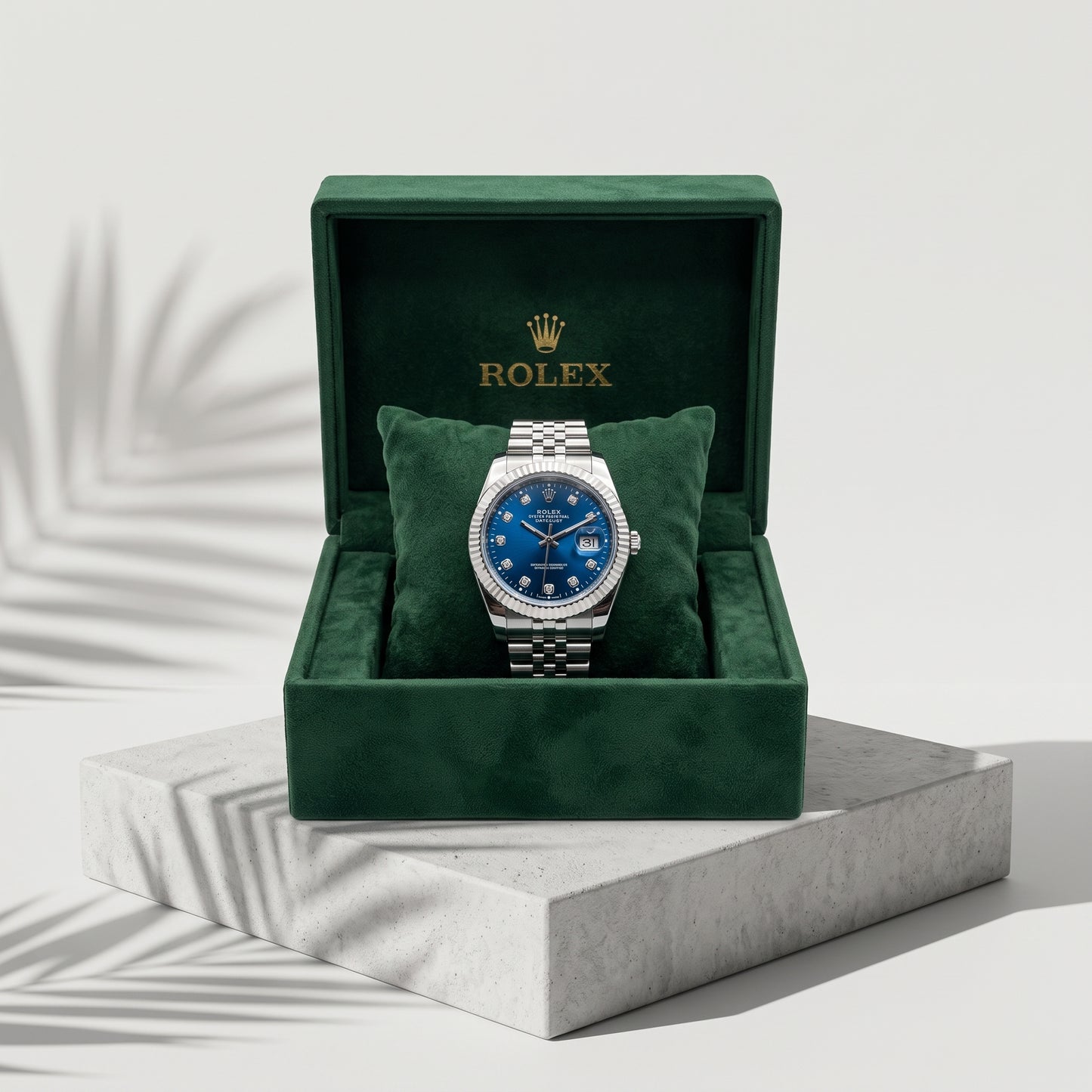 Rolex Men's Datejust Watch – Blue Dial, Fluted Bezel & Jubilee Bracelet