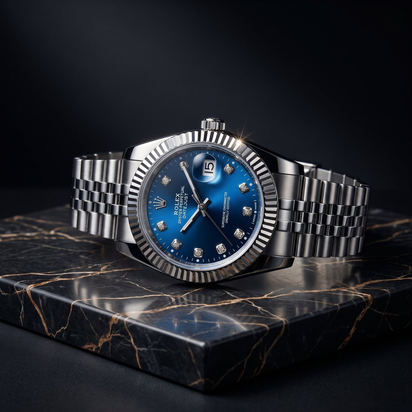 Rolex Men's Datejust Watch – Blue Dial, Fluted Bezel & Jubilee Bracelet