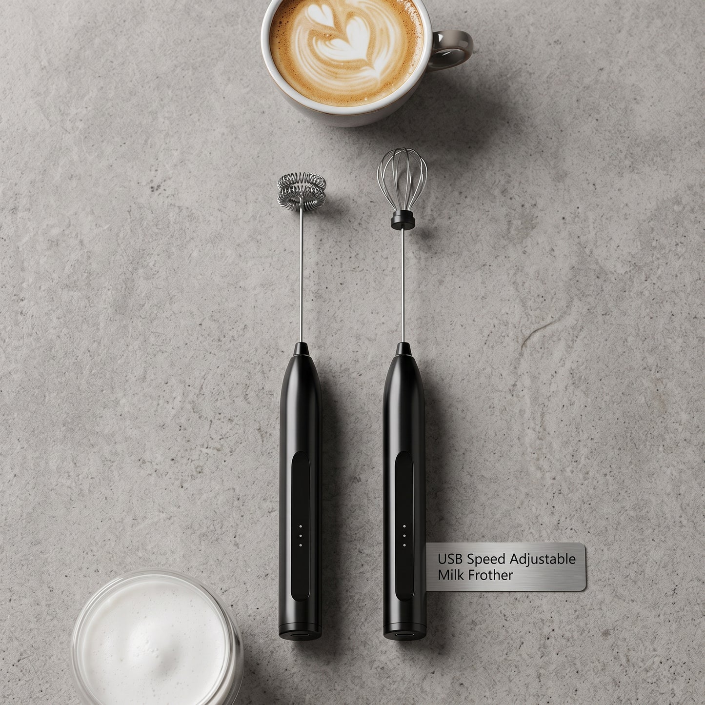 USB Rechargeable Electric Milk Frother Coffee Whisk Mixer