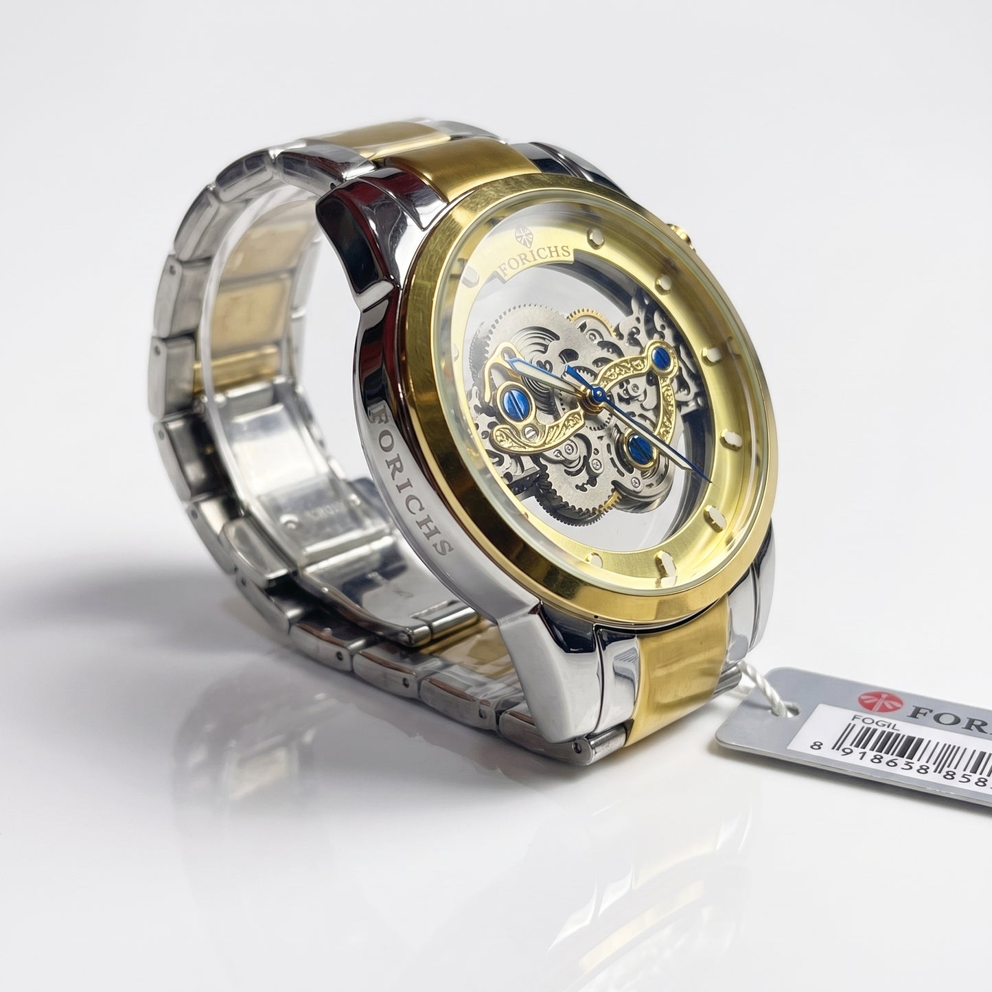 FORICHS Two-Tone Gold Quartz Skeleton Watch