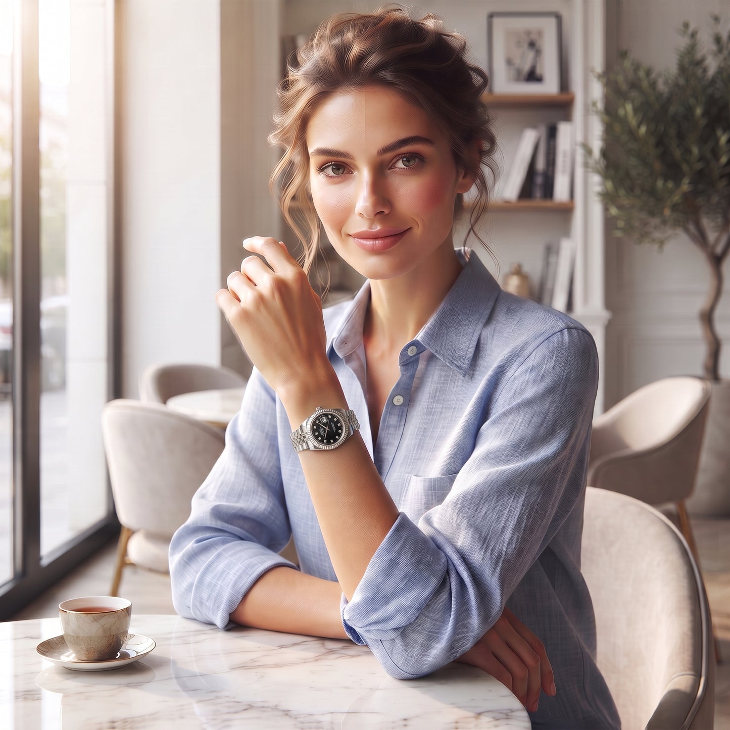 Rolex Women's Datejust Watch – Black Dial, Fluted Bezel & Jubilee Bracelet