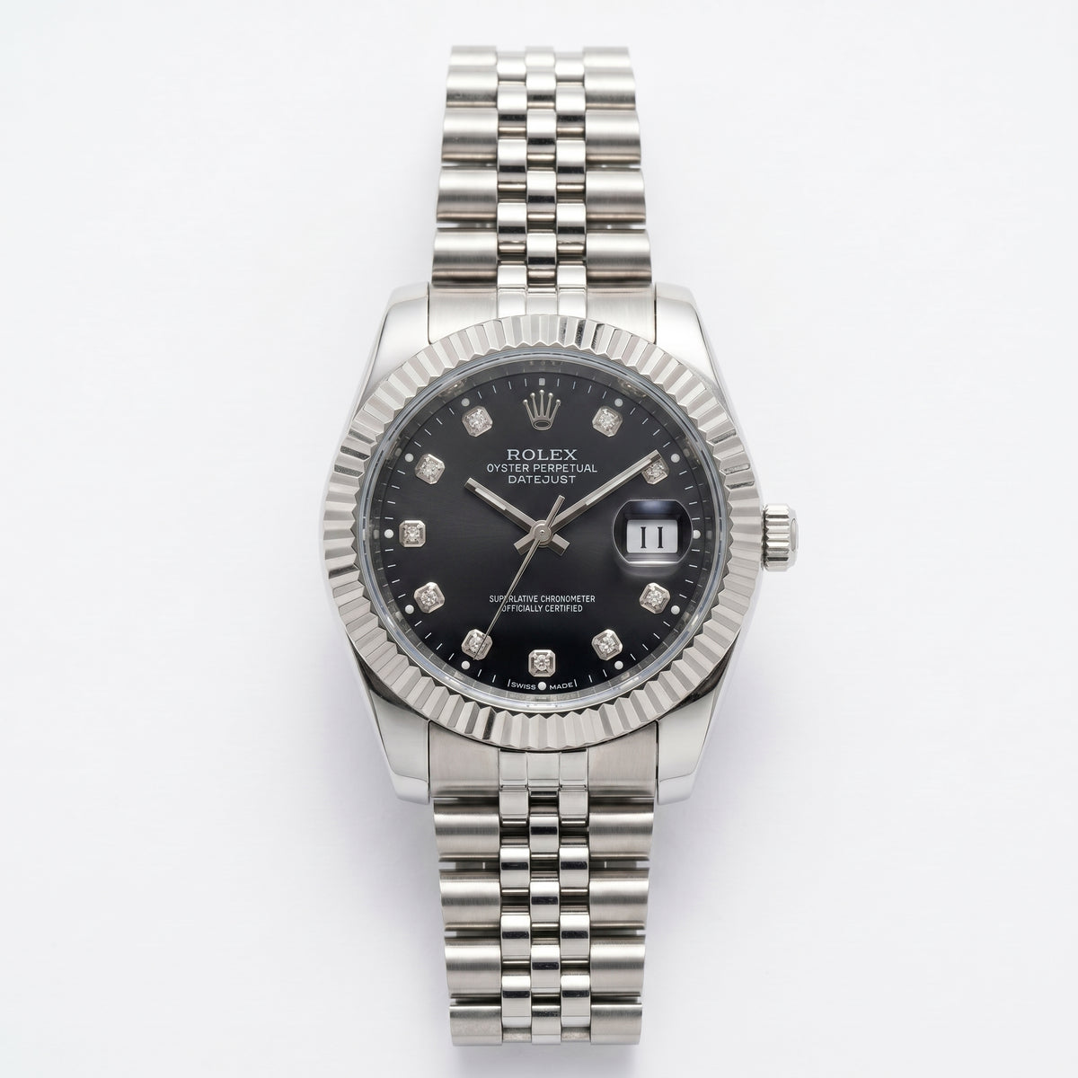 Zeldior Rolex Datejust black dial double-lock clasp detail